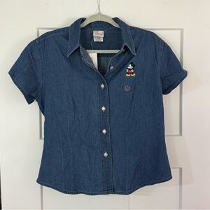 Vintage Y2K  Disney Blue Classic Button Down Denim Shirt